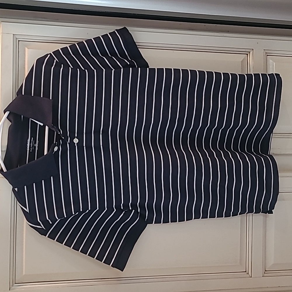 J. Crew Blue and White Flex Piqué Polo